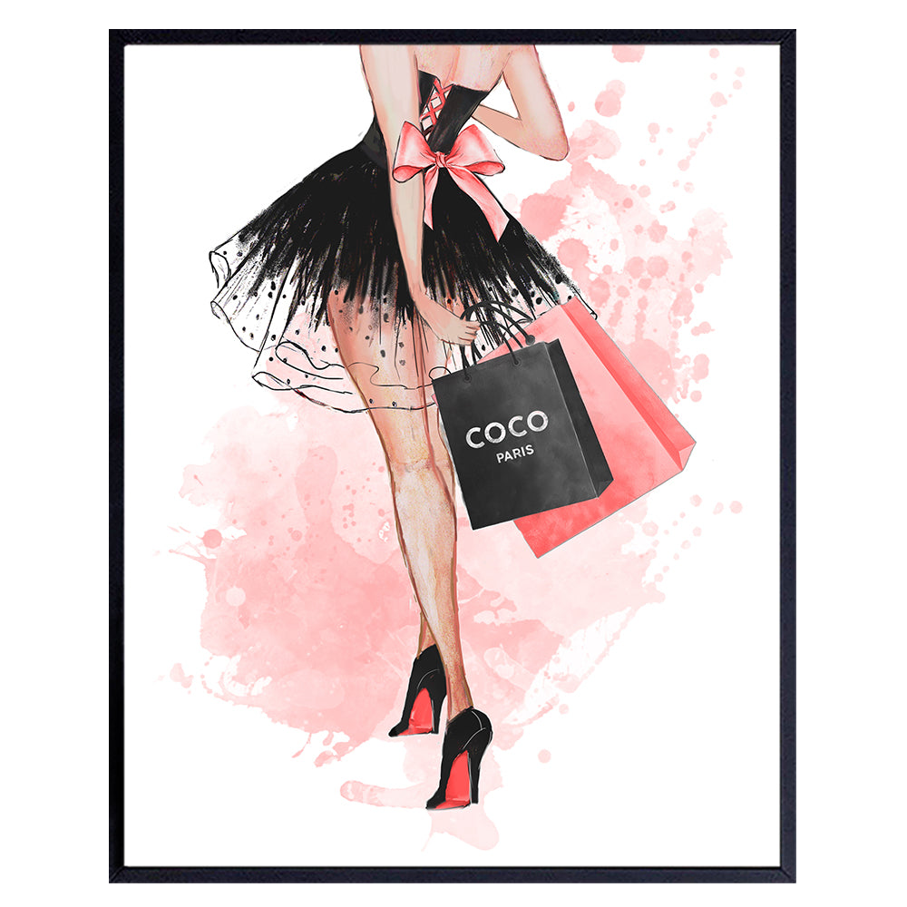 Glam Fashion Wall Art &amp; Decor - Glamour Woman Wall Picture - High Fashion Design - Fashion Designer Wall Decor - Pink Wall Decorations Poster Print - Luxury Gifts for Women, Teens, Girls -Couture