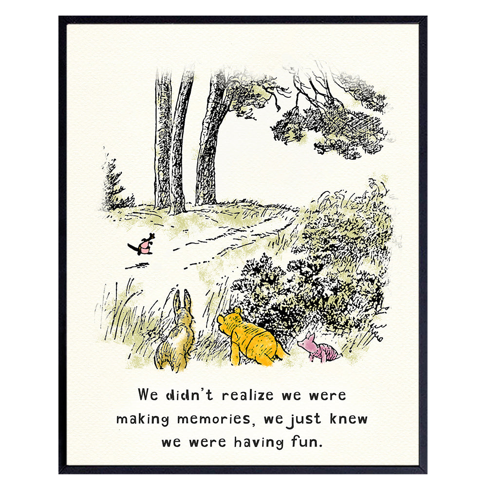 Winnie Pooh Kids Room Decor - positive Quotes cute Wall Art - Nursery Wall Decor for Boys, Girls, Toddler, Child - Kindergarten Preschool Classroom Decor - Pooh Bear Baby Decor - Baby Shower Gifts