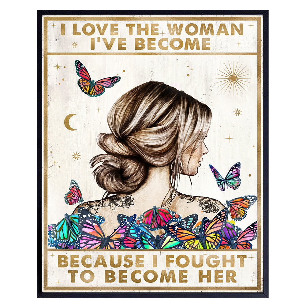 Boho Butterflies Hippie Wall Art &amp; Decor - Positive Quotes Inspiration Room decoration Motivational poster - Encouragement Gift for Woman - Bedroom Home Office Living room - Yellowbird Art &amp; Design