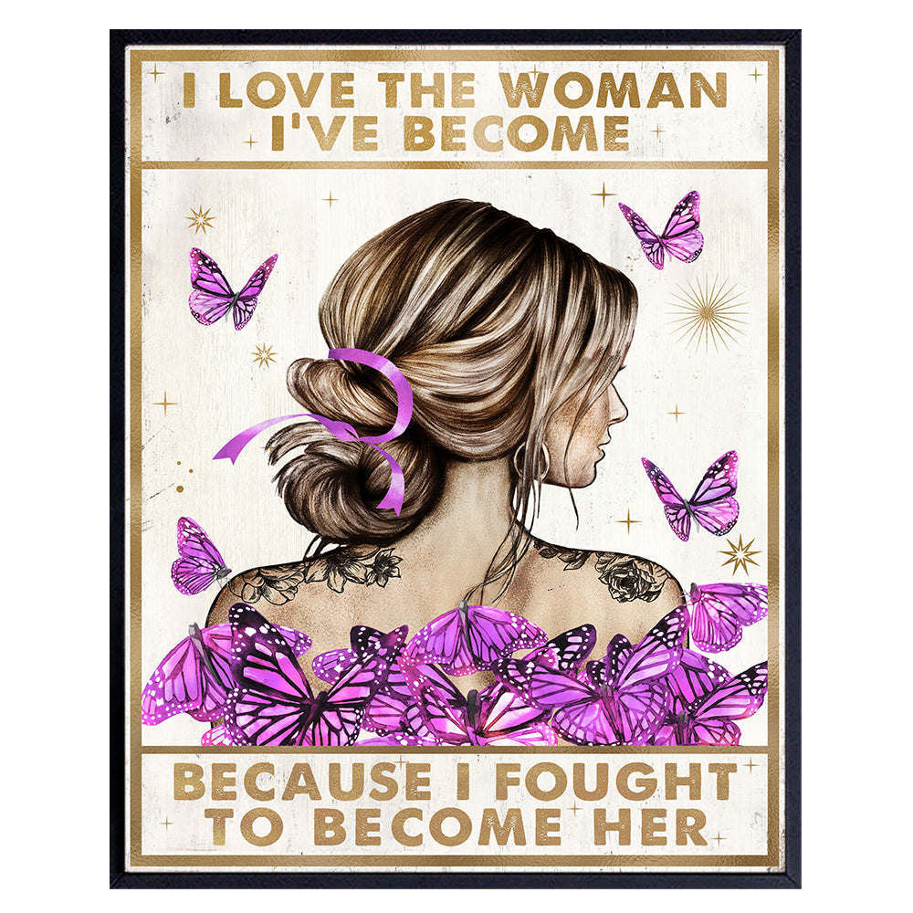 Inspirational Wall Art for Women - Positive Quotes Sayings - Inspiration Motivational poster - Pink Purple Lavender Butterflies Bedroom Living room Decor - Boho-chic Wall Art - Yellowbird Art &amp; Design