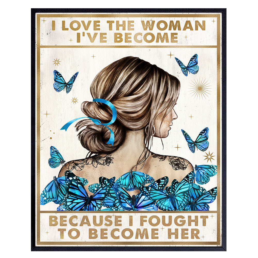 Inspirational Wall Decor - Motivational Wall Art - Boho Wall Art - Positive Quotes Wall Decor - Boho-chic Blue Butterfly Bedroom Decor for Women - Yellowbird Art &amp; Design - Motivational poster 8x10