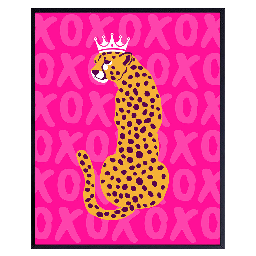 Cheetah Wall Art - Cheetah Print Wall Decor - Indie Trendy Aesthetic Room Decor - Pink Preppy Room Decor - Yellowbird Art &amp; Design Wall Art - Leopard Home Decor - Teen Girls Womens Bedroom Decor