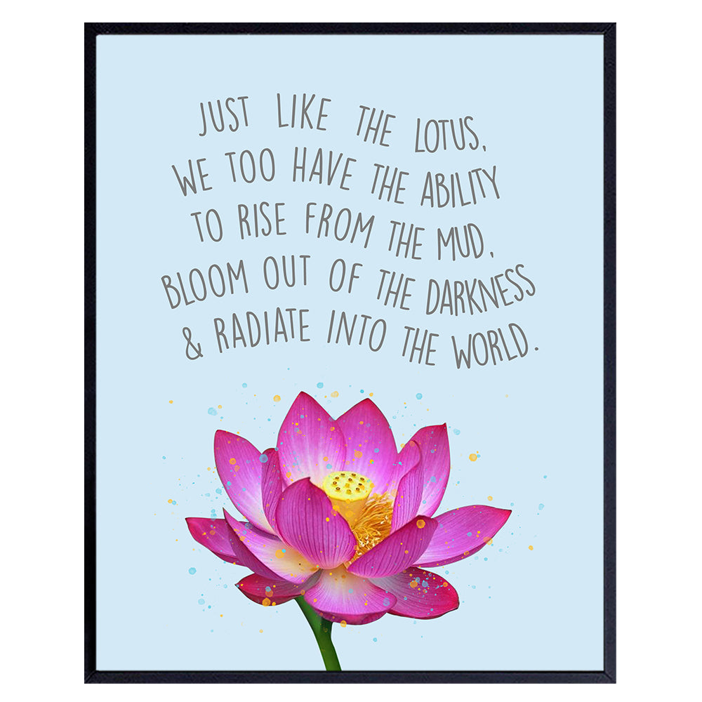 Inspirational Zen Lotus Quote Wall Art Decor Print - Spiritual 8x10 Home, Office, Apartment, Yoga Studio, Meditation Room Decor - Motivational Gift for Buddhist, Buddha Fan - Unframed Poster Print