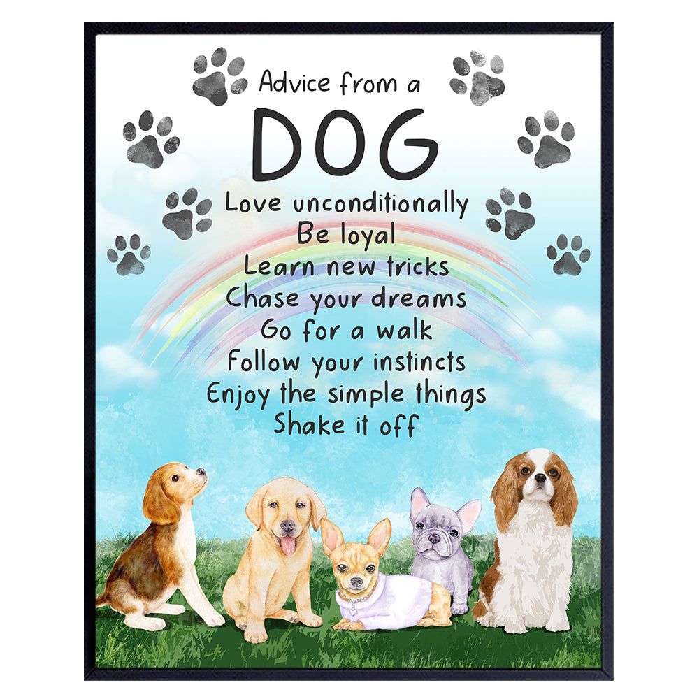 Dog Wall Art &amp; Decor - Dog Quotes Wall Decor - Dog Gifts for Women, Girls, Dog Lover - Dog Poster - Puppy Wall Decor - Dog Wall Decor - Inspirational Wall Art - Uplifting Encouraging Positive Sayings