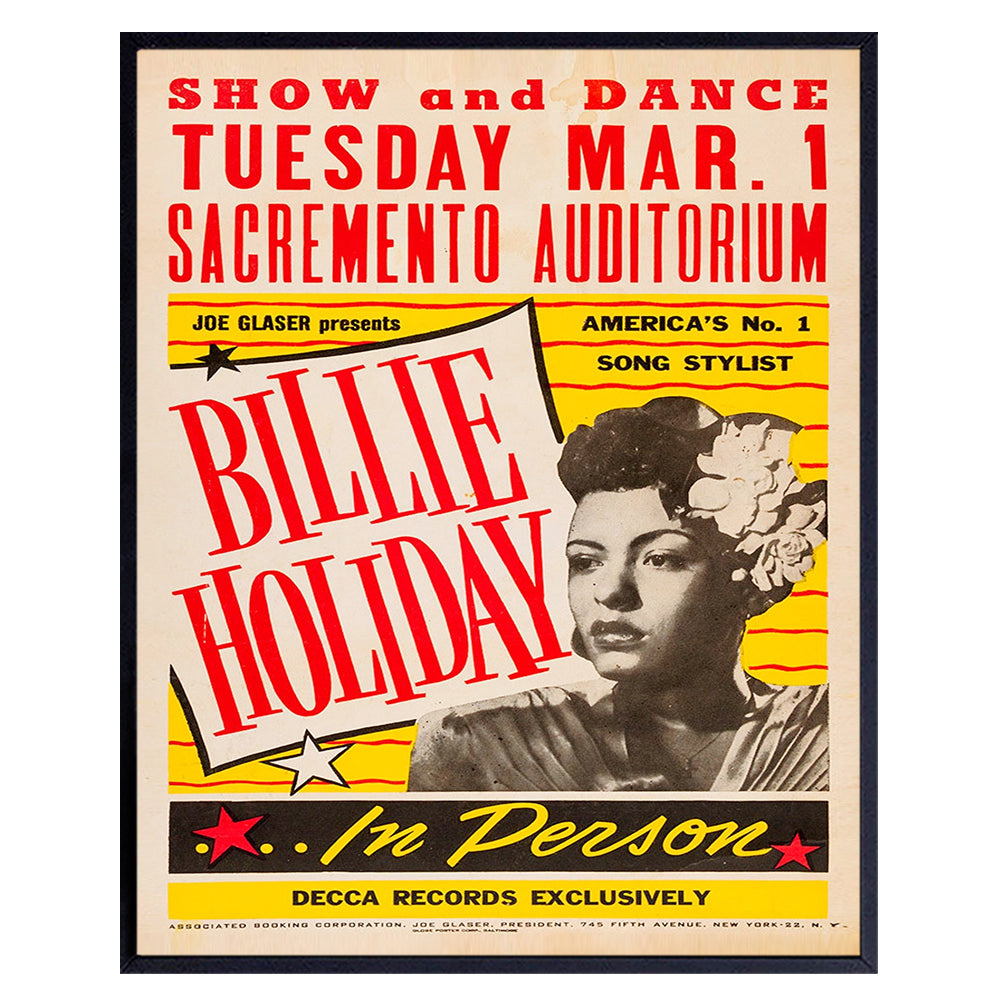Billie Holiday Poster Wall Art &amp; Decor - LARGE 11X14 - Vintage Concert Posters - African American Wall Art - Black Art - Musician Gifts - Black Women - Black History - Black Culture - Jazz Wall Art
