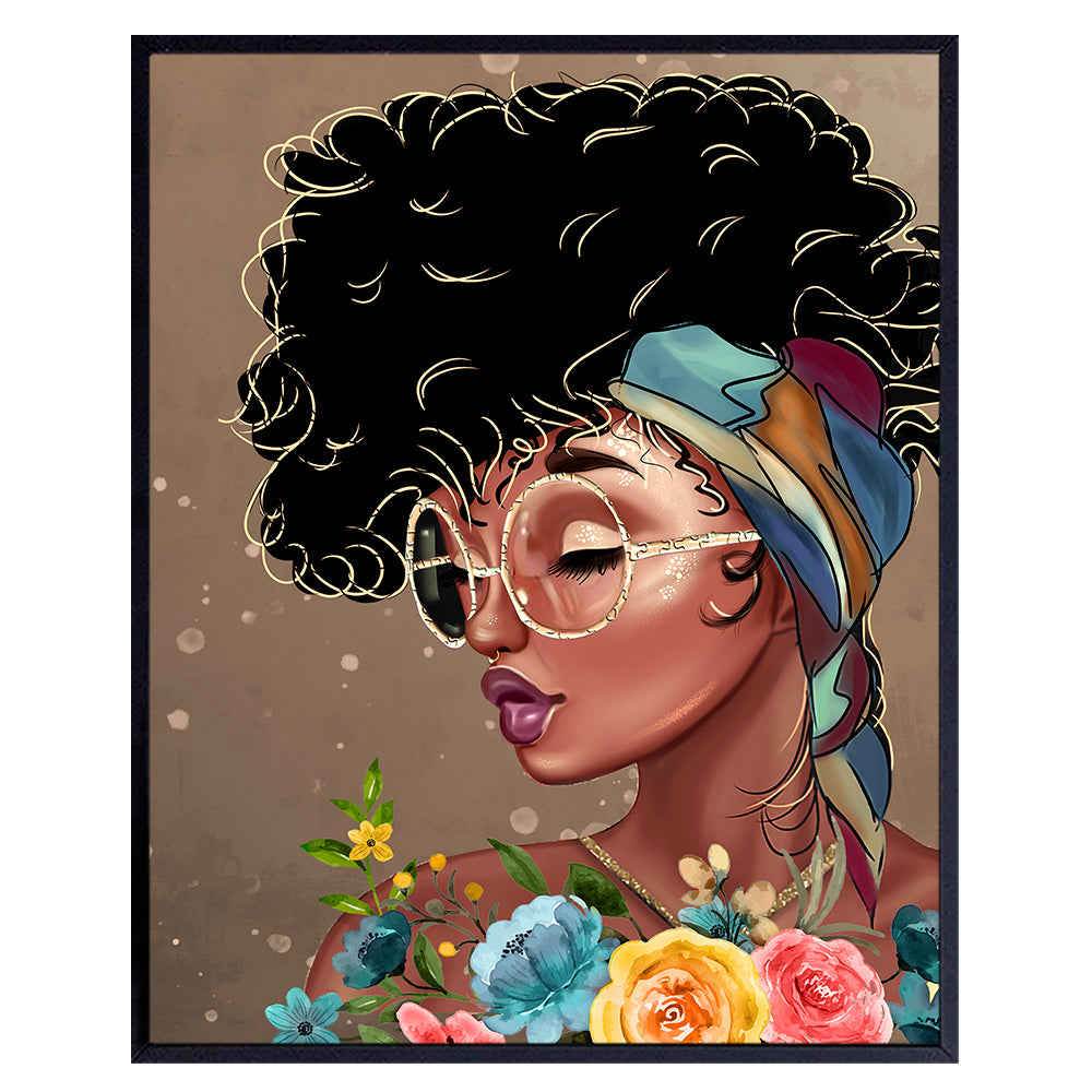 Black Women Wall Art &amp; Decor - African American Girl Picture - Black Woman Poster Print - Bedroom, Living Room, Home Office, Bathroom - Cute Boho Inspirational Positive Motivational Best Friend Gifts