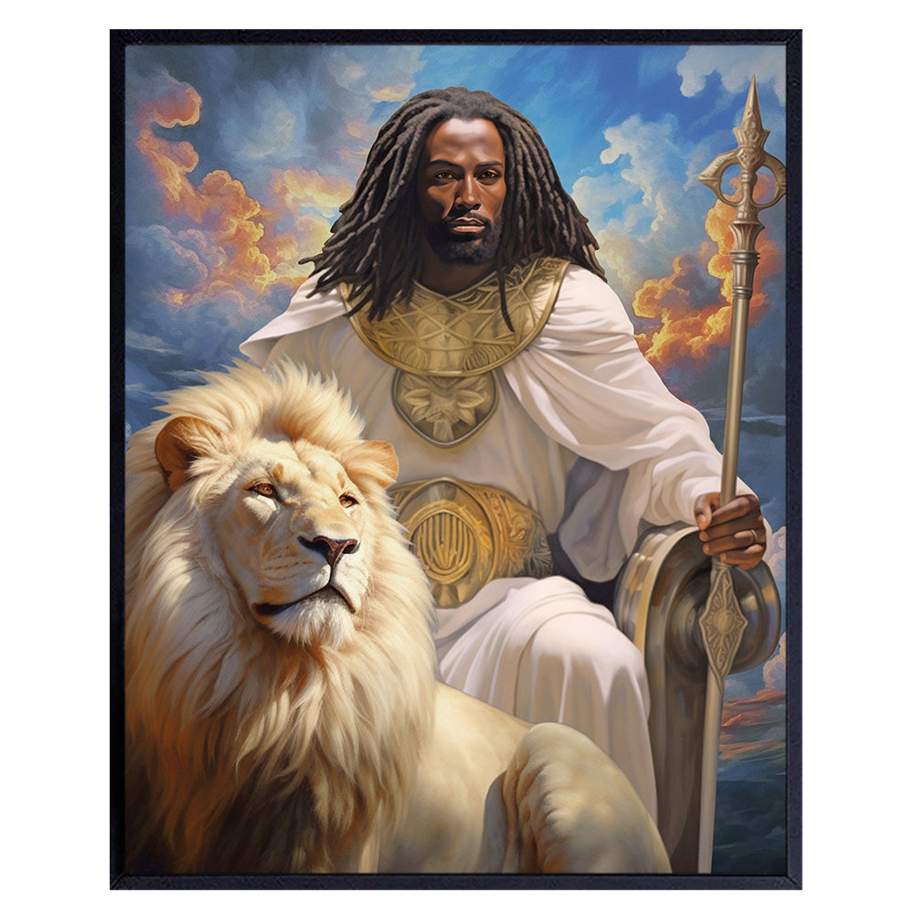African American Wall Decor for Black Men - Black Art - masculine Motivation Inspirational Wall Art &amp; Decor - Jesus God Christian Home Decor - spiritual Religious Gift - Man cave Picture Poster print