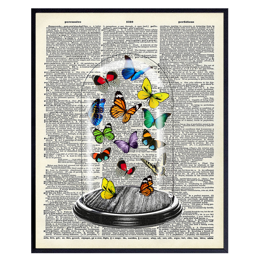 Butterfly Dictionary Wall Art &amp; Decor - Urban Wall Decor - Pop Art Butterflies - Modern Contemporary Poster Print - Apartment, Living Room, Home Office - Bedroom Decor For Women, Teens Room