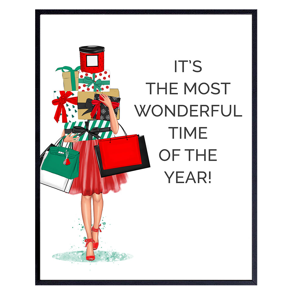 Yellowbird Art &amp; Design Christmas Wall Decor - Xmas Wall Art - Holiday Decorations for Women - Cute Christmas gift Wall Art &amp; Decor - Glam Wall Decor- Funny Christmas Decorations Poster 8x10 UNFRAMED