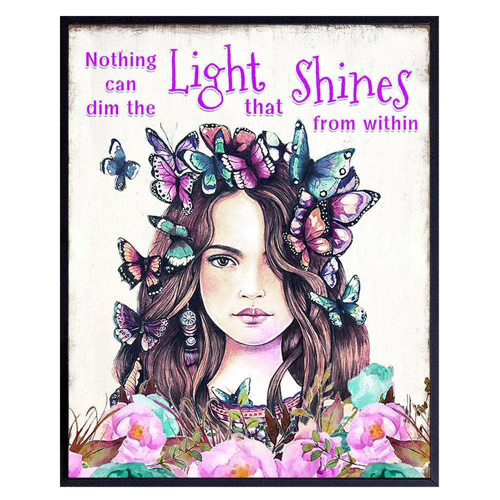 Inspirational Teen Girls Bedroom Wall Art &amp; Decor - Little Girls Room Motivational poster - Encouragement Daughter Gifts for Women - Inspirational Positive Quotes - Boho-chic Family Wall Art