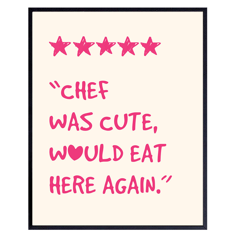 Preppy Pink Kitchen Wall Decor - Restaurant Cute funny Wall Decor - Funky Dining room Wall Decor for Women - Trendy Stuff Aesthetic Room Decor - Cafe Wall Decor Pop art - Retro style Chic Home Decor