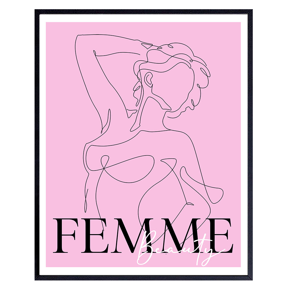 Bathroom Decor for Women - Abstract art Wall Art - Glam Wall Art - Fashion Wall Decor - High Fashion Wall Art - Designer Wall Decor - Minimalism Minimalist Line art Poster - Fashionista Luxury Gift