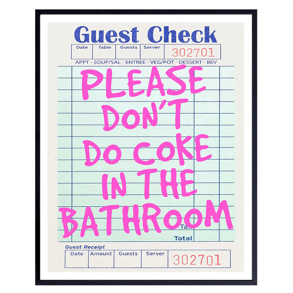 Preppy Wall Decor Bathroom Sign - Dorm Room Decor, Restroom Sign - 80s Pink Cute Bathroom Wall Decor Pictures, Trendy Stuff Powder room Poster - Please Don&