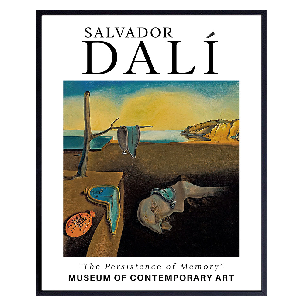 Salvador Dali Clock Wall Art &amp; Decor - Gallery Wall Art - Salvador Dali Prints - Surrealism Wall Art - Museum Poster - The Persistence of Memory - Aesthetic Room Decor