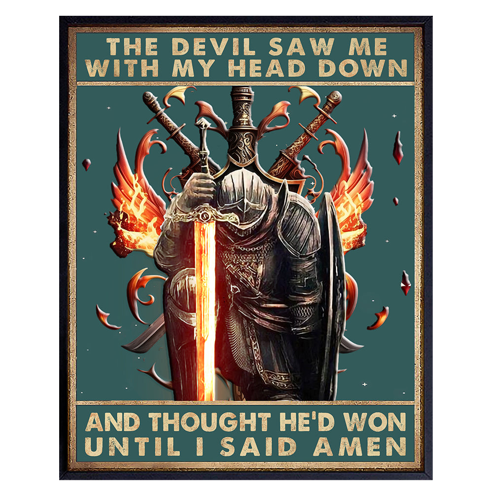 masculine Christian Wall Art &amp; Decor - Religious Posters for Men - Christian Gifts for Men - spiritual Man cave Decor - Home Office Decor - Motivational quote - Bible Verse Scripture God Wall Decor