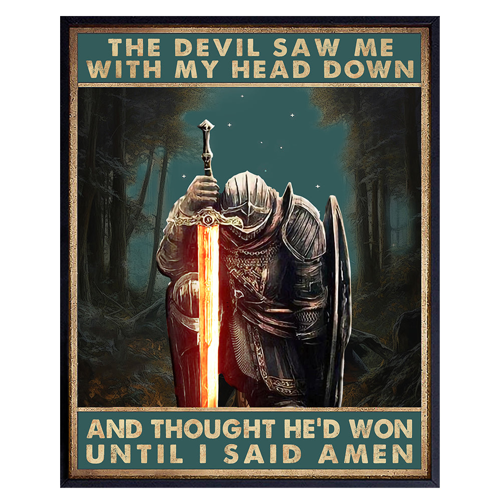 masculine Religious Wall Art for Men - Christian Wall Art &amp; Decor Poster - spiritual Motivational quote - Man cave Home Office Decor - inspiring Christian Home Decor - positive Encouraging Wall Decor
