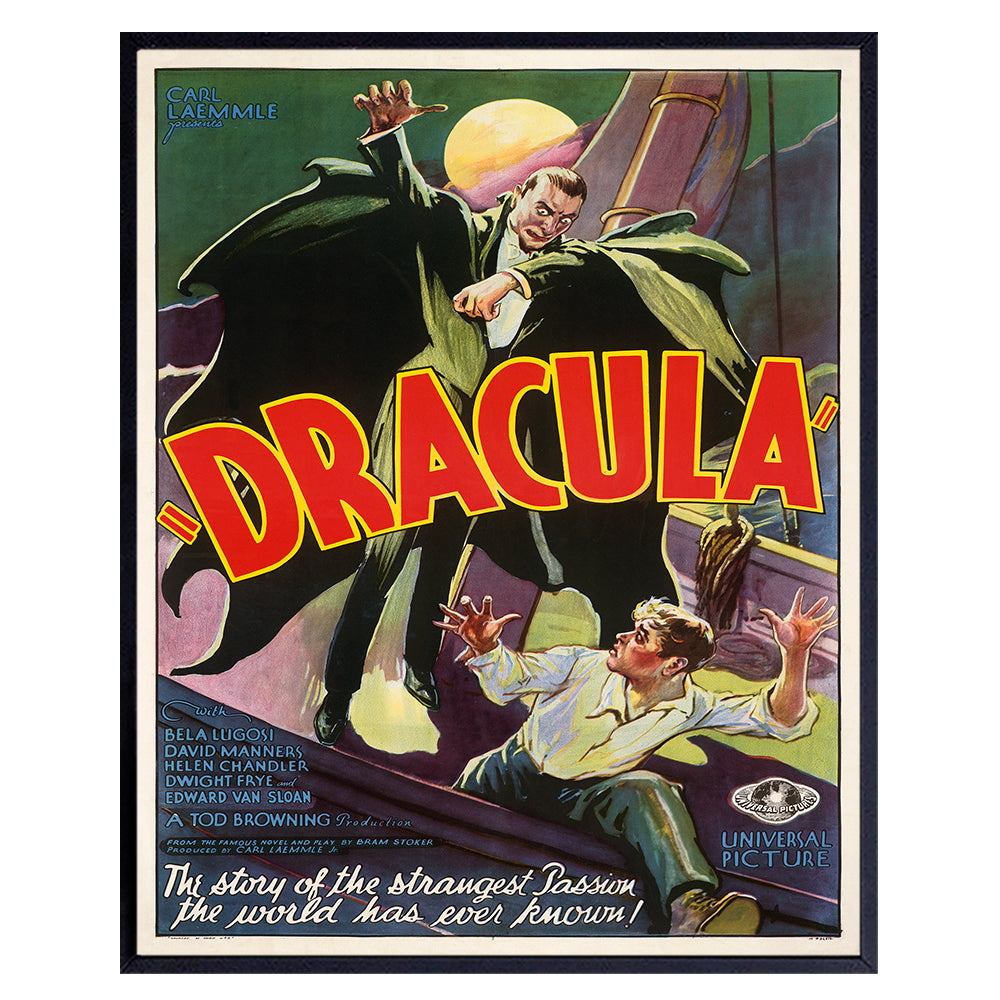 Dracula Horror Movie Poster - 8x10 Home Theater Decor - Scary Movie Wall Art - Gothic Home Decor - Skull Wall Decor - Goth Room Decor - Vintage Hollywood Poster - B Movie Picture Print - Men Man Cave