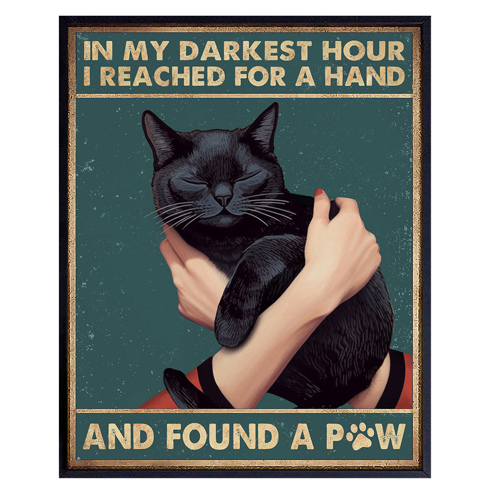 Cute Cat Wall Decor for Women - Black cat Quotes Wall Art for Bathroom, Bedroom, Kitchen, Living Room, Office - Gift for Cat Mom, Cat Lady, Woman, Girl - Pet Memorial Poster - Yellowbird Art &amp; Design