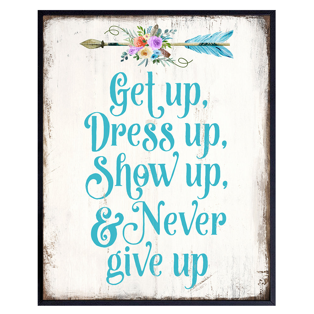 Inspirational Wall Art - Uplifting Encouragement Gifts for Women - Bohemian Motivational Wall Decor - Light Blue Boho Wall Art - Positive Quotes - Sayings for Wall Decor - Rustic Arrow Wall Decor