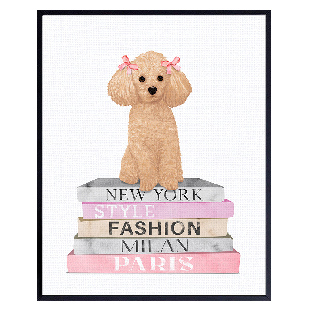 Fashion Dog Bedroom Wall Art - Yellowbird Art &amp; Design Pink Nursery Little Girls Room Decor - Designer Wall Decor Poster - Poodle decoration - Bling Fashion design Fashionista Gift UNFRAMED 8X10