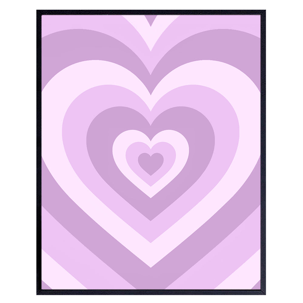 Light Purple Heart Wall Decor - cute Baby Girl Boy Nursery Decor - Indie Preppy Trendy Dorm Teen Room Bedroom Mid-century modern Minimalist Love Wall Art - Lavender Pop art Retro Aesthetic Room Decor