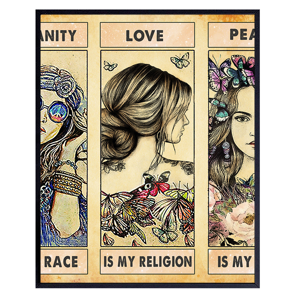 Spiritual New Age Boho-chic Wall Art &amp; Decor - Love Hippie Living room Decor - Women&