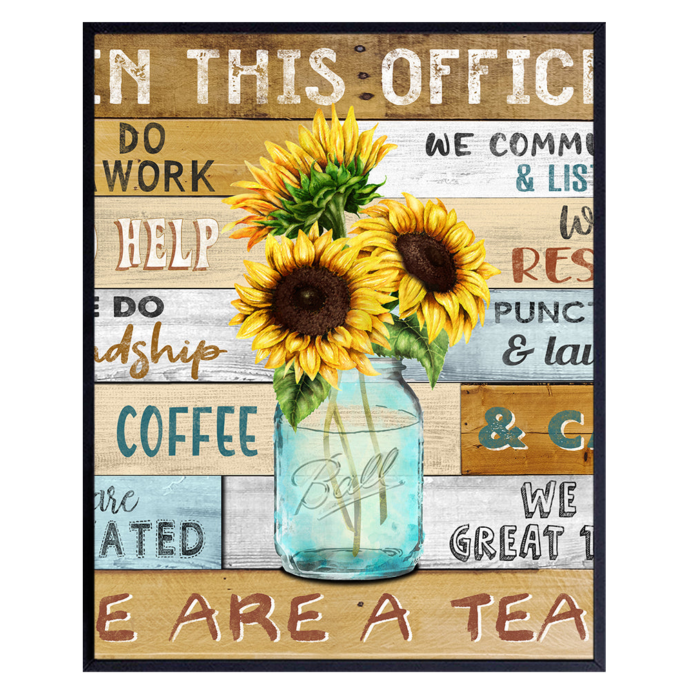 Home Office Wall Art &amp; Decor - Teamwork Wall Art - Encouraging Wall Decor - In This Office We Are A Team Inspirational Saying - Inspiring Positive Quotes Sayings - Motivational poster UNFRAMED 8x10
