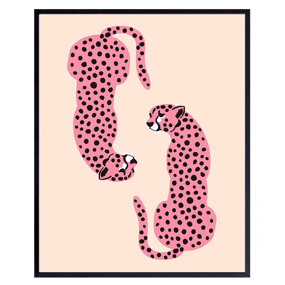 Cheetah Print Wall Decor - Cheetah Wall Art - Aesthetic Room Decor - Minimalist Mid-century Modern Wall Art &amp; Decor - Leopard Home Decor - Pink Teens Little Girls Women Bedroom Decor UNFRAMED 8X10