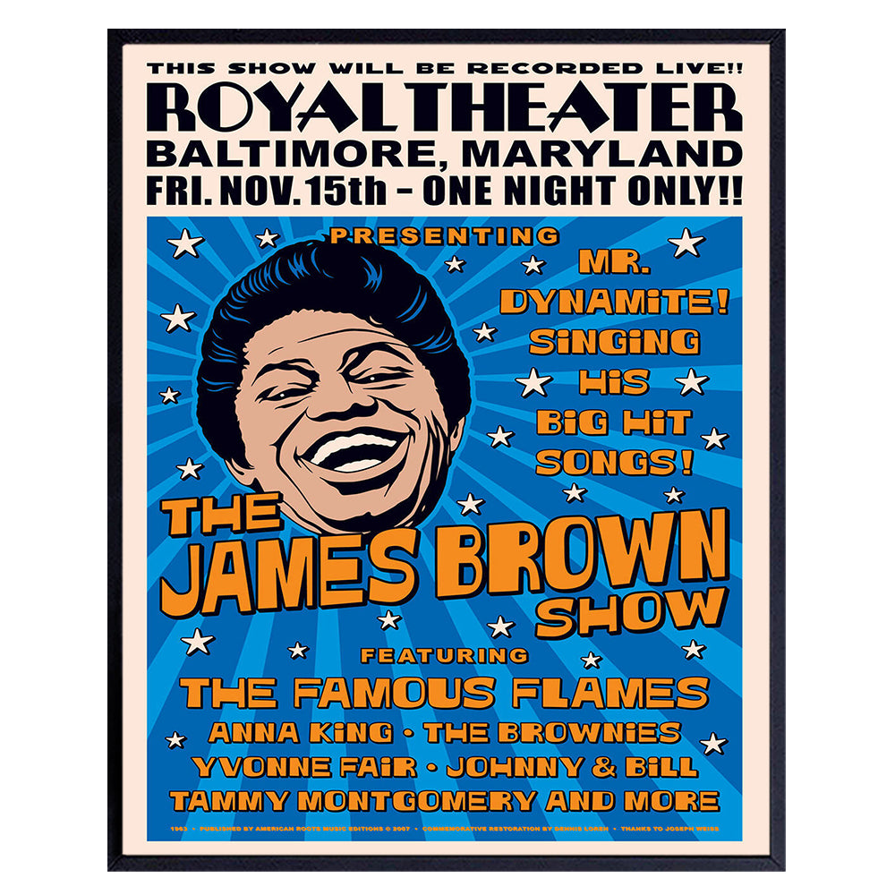 James Brown African American Decor - Black Culture Wall Art - Motown R&amp;B Music Poster - Vintage Concert Posters - Black History - Jazz Music - Black Music - Afro Wall Decor - Black Pride - Soul Music