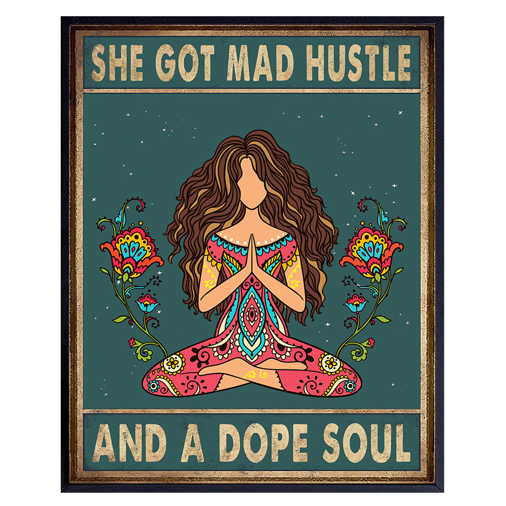 She Got Mad Hustle and a Dope Soul Picture - Dope Posters - Mad Hustle Dope Soul - Room Decor for Teen Girls - Boho Wall Decor - Positive Gifts for Women - Inspirational Quotes - Meditation Decor