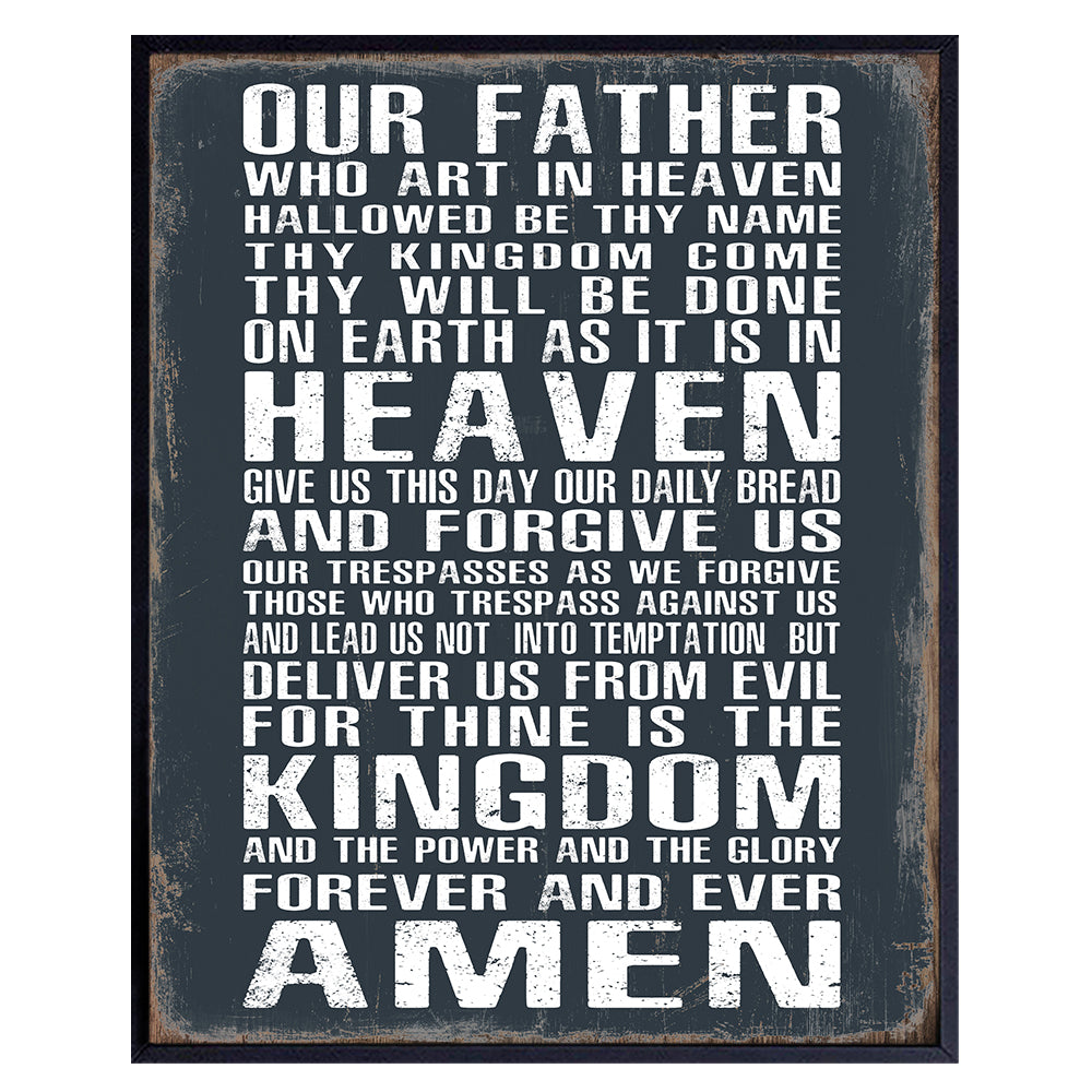 The Lords Prayer Wall Art - Religious Gifts for Men, Guys - Christian Gifts for Men, Boys - Spiritual Catholic Gifts for Men - Rustic Man Cave Decor, Boys Bedroom, Home Office - Catholic Gifts for Men
