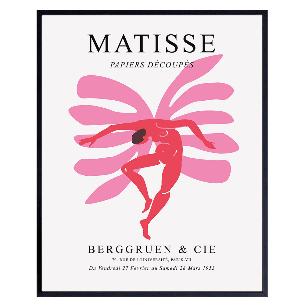 Matisse Poster Decor - 8x10 Abstract Mid Century Modern Wall Art - Gallery Wall Art - Minimalist Gifts for Women - Aesthetic Pictures - Contemporary Art - Museum Poster - Henri Matisse Prints - Pink