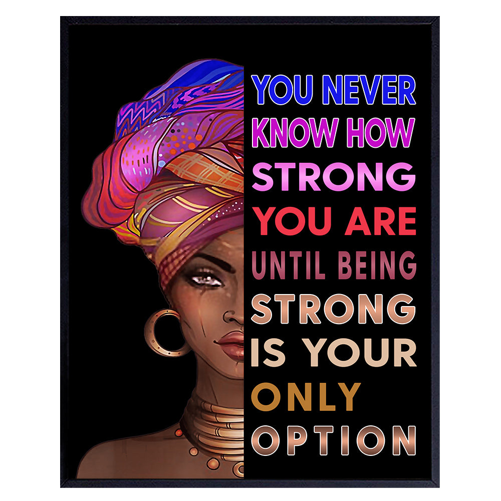 Inspirational African American Wall Art &amp; Decor - African American Women - Motivational poster for Black Girls Teens Bedroom Living room - Encouragement Gifts for Women - Positive Quotes Wall Art