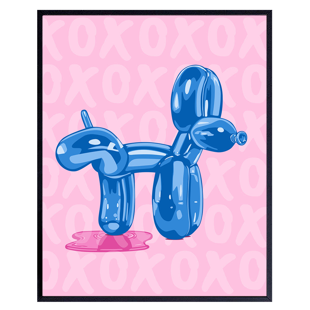 Balloon Dog Bathroom Wall Art - Funny Blue Bathroom Decor - Contemporary Modern art Pop art Poster - Cute Aesthetic Room Decor - Preppy Wall Art - Pink VSCO Trendy Wall Art - Yellowbird Art &amp; Design