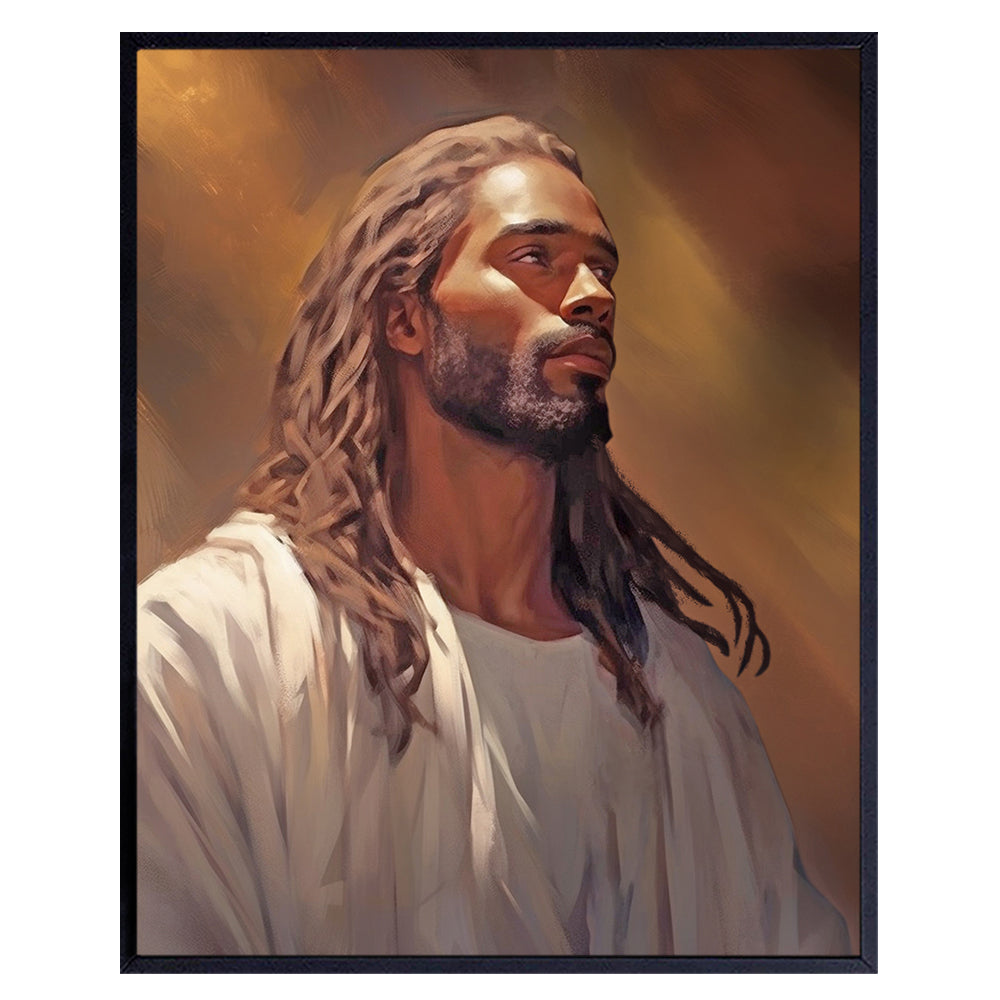 Jesus Christ Black Art - African Americans Wall Art - Christian Wall Art &amp; Decor - Religious Wall Decor - Inspirational inspiring spiritual Christian Gifts for Black women, Men - Jesus Wall Decor