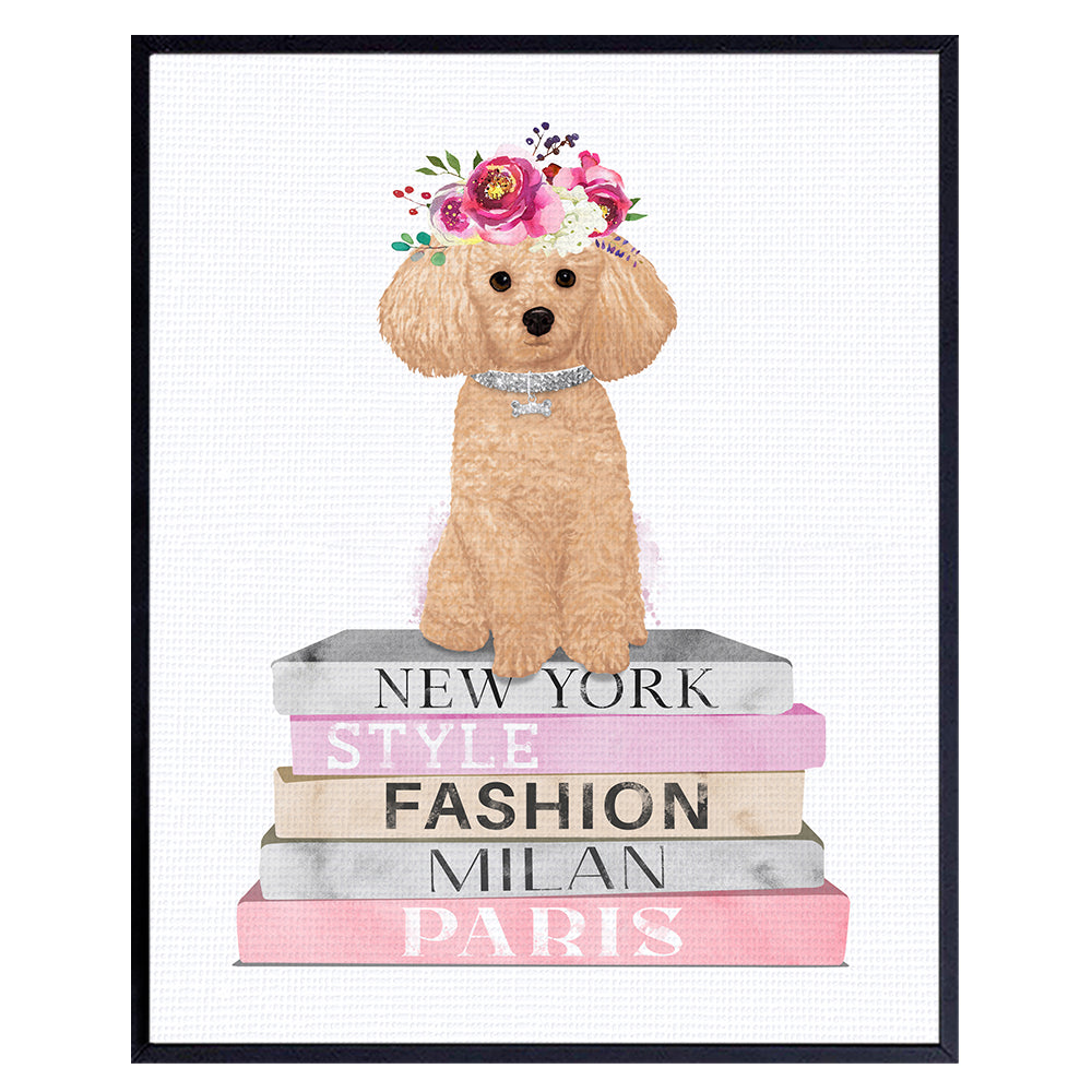 Wall Art for Dogs - Wall Decor for Dogs - Yellowbird Art &amp; Design Fashion Wall Decor - Pink Womens Girls Bedroom Decor Nursery Living room Baby Room Decor Poster - Poodle Dog decoration UNFRAMED 8x10