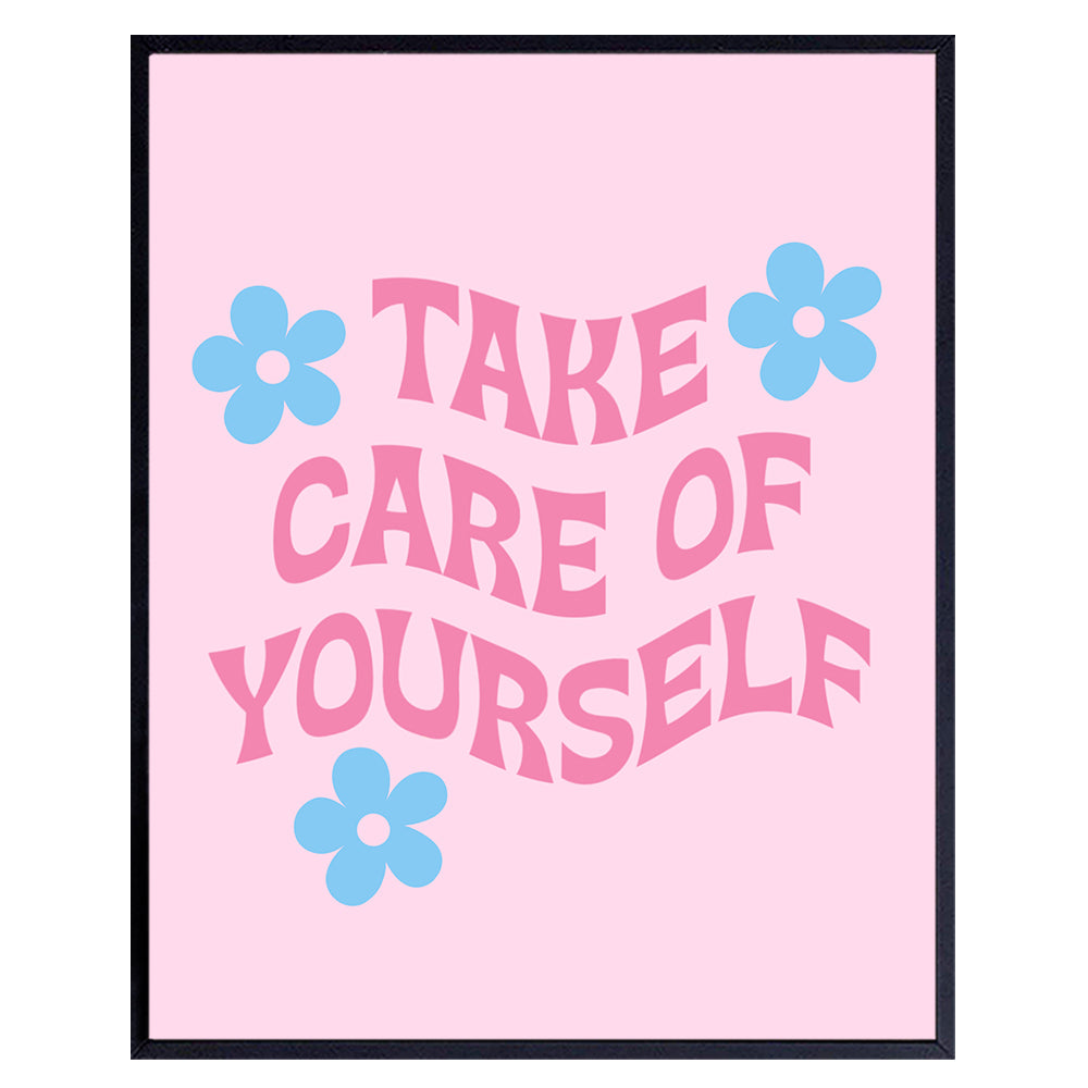 Self-care Wall Art &amp; Decor - Yellowbird Art &amp; Design Self-love Poster - Pink Preppy Family Wall Art - Contemporary art Aesthetic Indie Inspiration Home Decor - Living room Bedroom Decor for Women