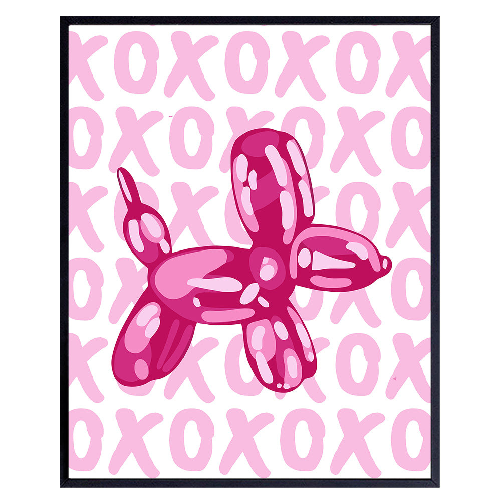 Balloon Dog Wall Art &amp; Decor - Aesthetic Room Decor - Preppy Room Decor - Bedroom Decor for Women - Pink Minimalist Modern Wall Art Poster - Girls Teen Room Decor - Dorm Room Decor UNFRAMED 8x10