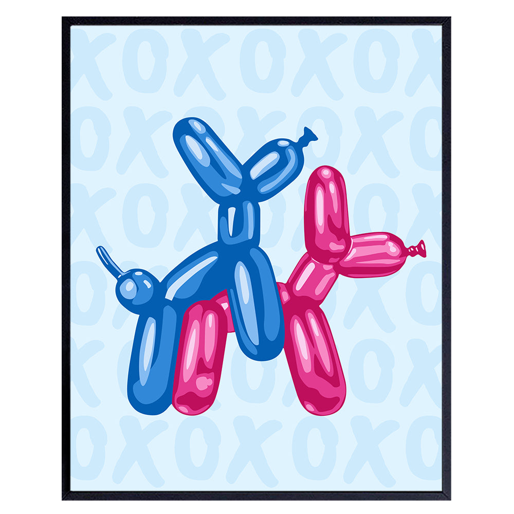 Balloon Dog Aesthetic Wall Art - Pink Blue Bedroom Wall Art - Pop art Modern art Poster - Yellowbird Art &amp; Design - Preppy Room Decor - Trendy Room Decor - Dorm Room Decor UNFRAMED 8x10