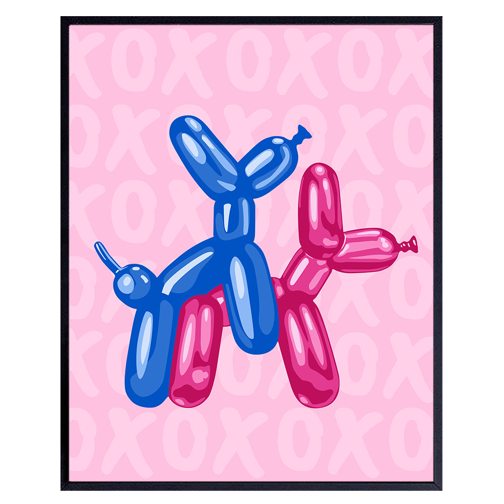 Pop art Wall Art Poster - Cute Aesthetic Room Decor - Preppy Room Decor - Yellowbird Art &amp; Design - Balloon Dog Modern art - Trendy Room Decor - VSCO Dorm Room Decor - Pink Blue Bedroom Wall Art, 8x10