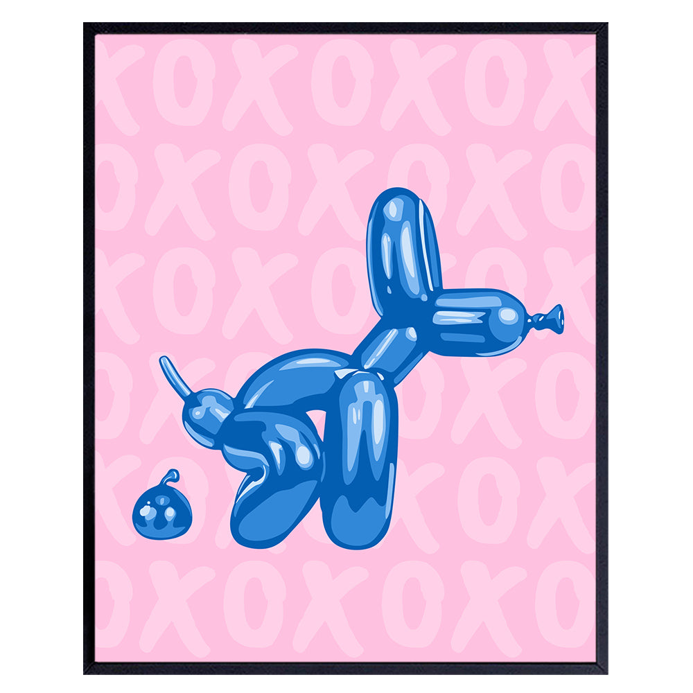 Pink Blue Bathroom Decor - Funny Bathroom Wall Art - Cute Aesthetic Room Decor - Preppy Room Decor - Yellowbird Art &amp; Design Balloon Dog Pop art Minimalist Modern art Poster - VSCO Dorm Room Decor
