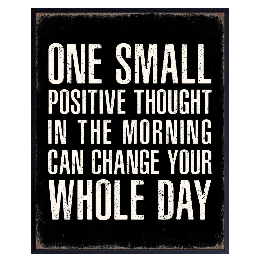 Farmhouse Style Black Office Decor - Positive Quotes Posters - Inspirational Wall Decor - Good Morning Motivational Wall Art &amp; Decor - Personal Growth Man cave Home Decor - Rustic Bathroom Sign