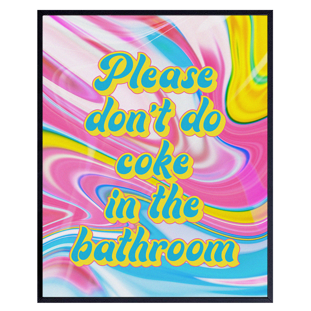 Hippie Trippy Bathroom Wall Art - Bath Wall Decor - Powder room Decor - Restroom Sign - Funny Bathroom Decor - Please Don&