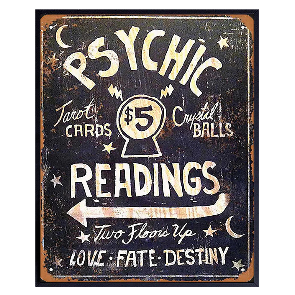 Psychic Reading Wall Art &amp; Decor - Fortune Teller, Tarot Cards, Crystal Ball Picture Print Sign Plaque - Vintage Rustic Occult Home Decor - 8x10 Poster - Bedroom, Living Room, Office - Women, Men