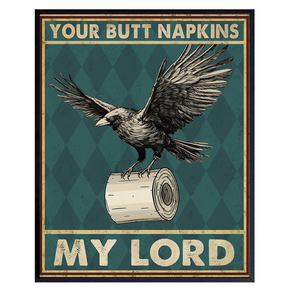Gothic Bathroom Decor for Men - Green Bathroom Decor - Raven Butt Napkins Funny Bathroom Wall Art - Bath Decor - Pagan Wicca Wiccan Decor - Bathroom Poster - Yellowbird Art &amp; Design Bathroom Pictures