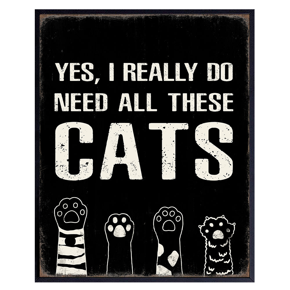Cat Wall Art &amp; Decor - Cat Poster - Cat Wall Decor - Cat Lover Gifts for Women - Cat Themed Gifts - Cute Cat Poster - Kitty Cat Decorations - Black Cat Funny Gifts