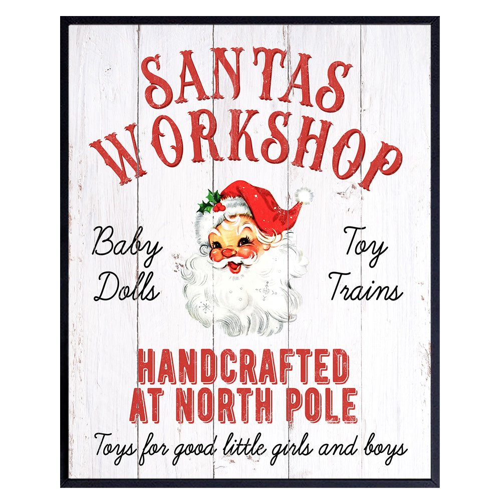 Old Fashioned Farmhouse Christmas Decor - Rustic Country Christmas Decorations for Kids - Vintage Xmas Decorations - Cute Christmas Wall Decor - Retro Santa Claus Holiday Home Decor - Merry Christmas