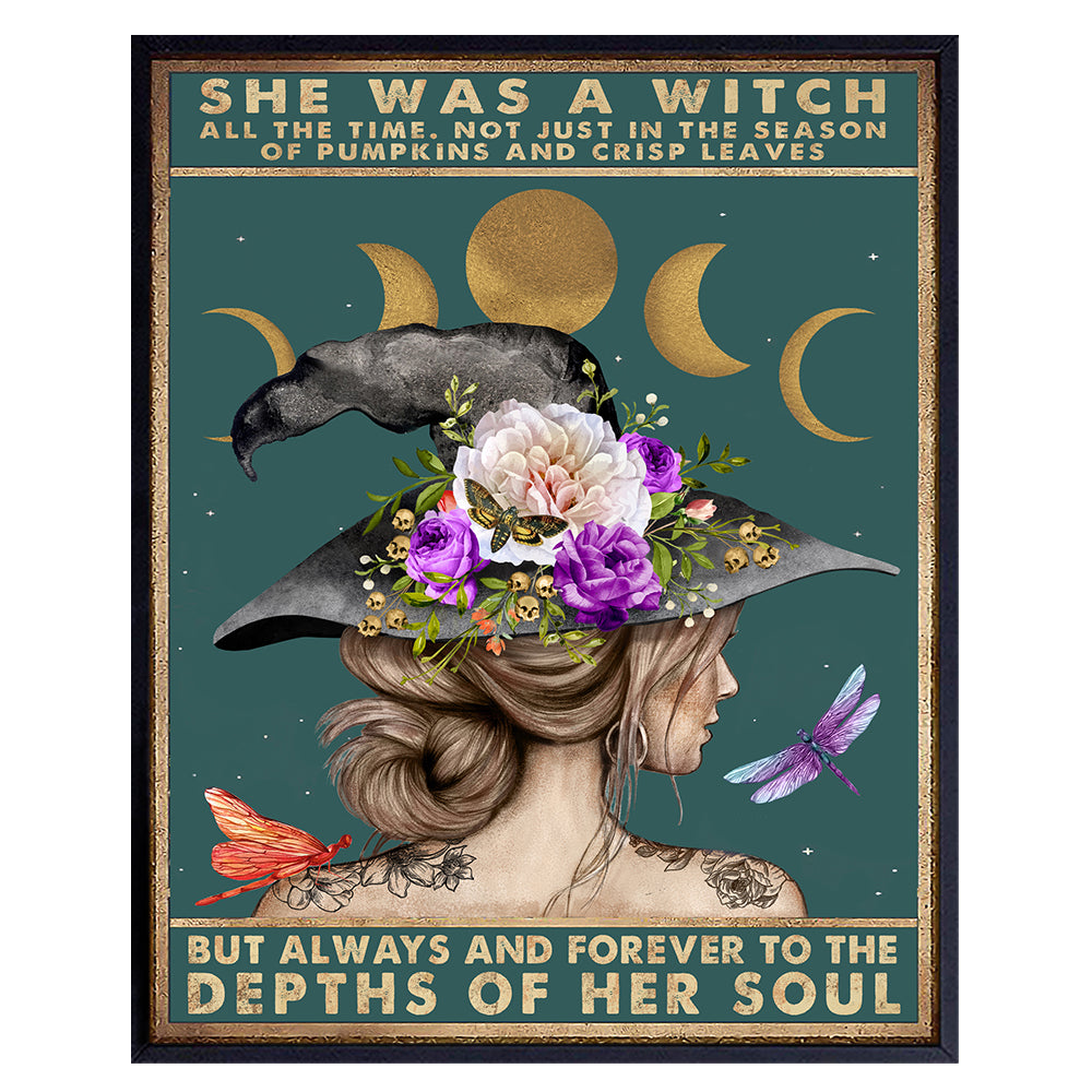 Witch Decor - Boho Wall Decor - Hippie Room Decor - Womens Boho Wall Art - Bohemian Wall Decor - Witchy Room Decor - Goth Wall Decor - Gothic Decor - Wicca Decor - Pagan Gifts -Witchcraft Wiccan Decor