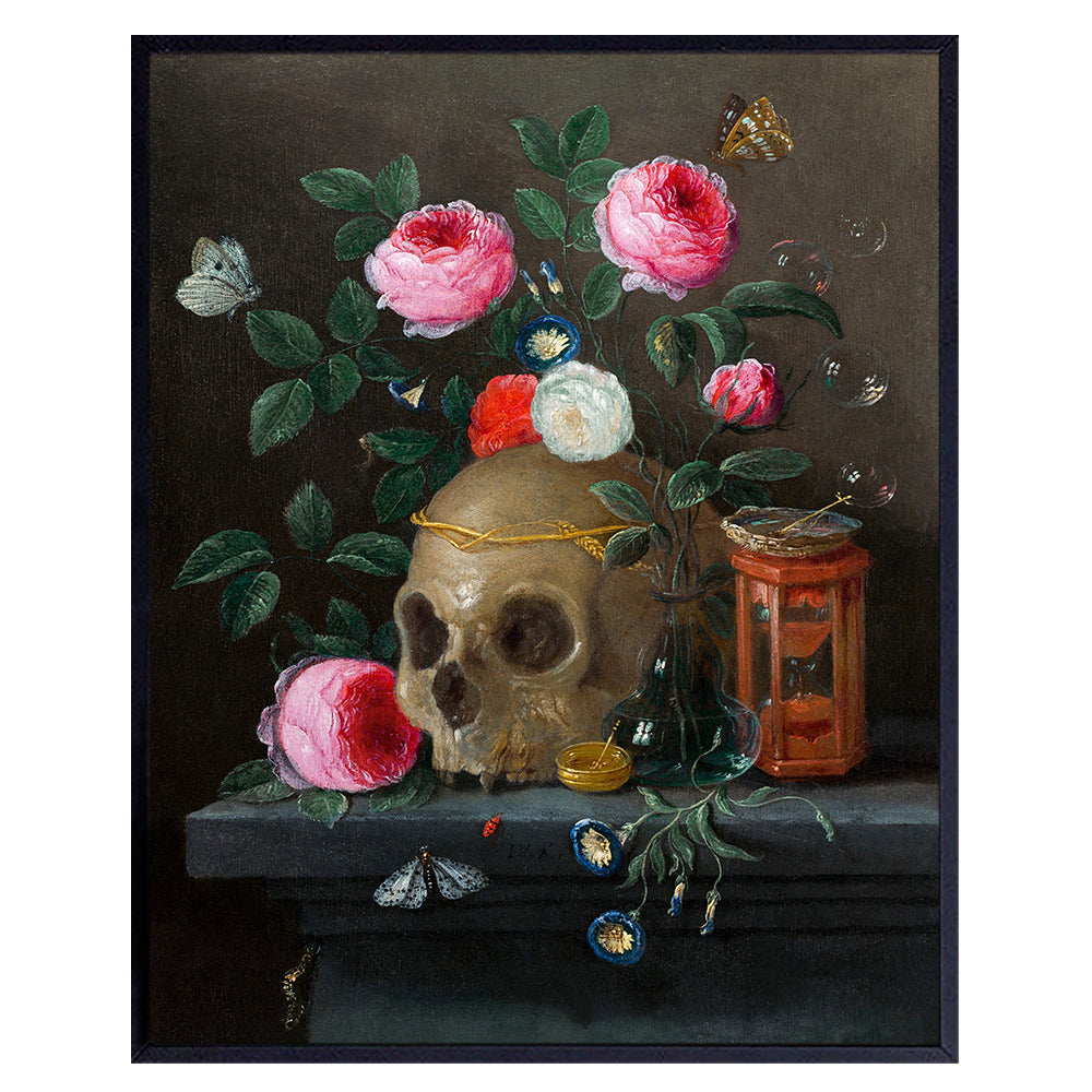 Skull Wall Art &amp; Decor - Skull Gifts for Women - Gothic Home Decor - Pagan Decor - Goth Room Decor - Wicca Wiccan Witchy Witchcraft Supplies - Still Life Picture - Creepy Scary Halloween Poster