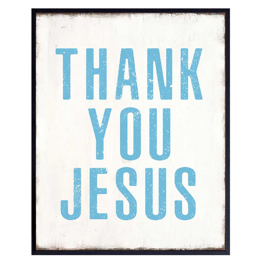 Christian Wall Art &amp; Decor - Religious Wall Decor - Jesus Wall Art - Thankful Wall Decor - Grateful Wall Decor Poster - Blue spiritual Gifts for Women - God Wall Decor - Faith Wall Decor 8x10 Unframed